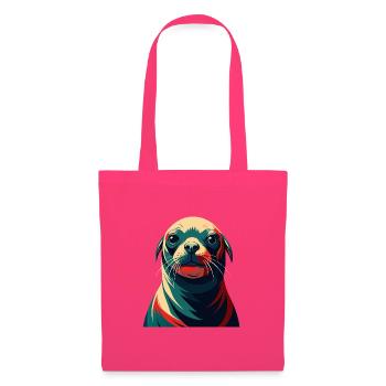 phoque dessin animé personnage animal de compagnie coloré - Sac en tissu - rose azalée - Devant