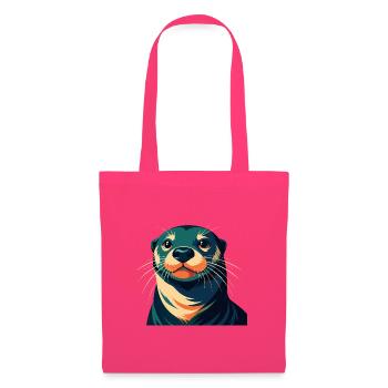 loutre dessin animé personnage animal de compagnie coloré - Sac en tissu - rose azalée - Devant