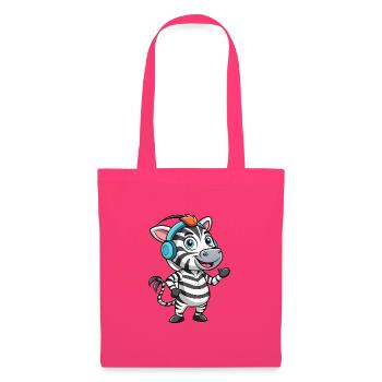 Zebra Lustige Zeichentrickfigur Kopfhörer Musik - Stoffbeutel - Azalea - Vorne