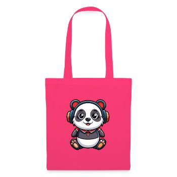Panda Funny Cartoon Character Headphone Music - Tote Bag - azalea - Front