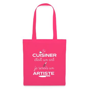 Tablier de cuisine humour si cuisiner était un.. - Sac en tissu - rose azalée - Devant