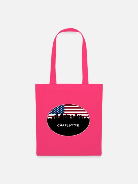 Charlotte North Carolina USA Flagge Skyline Travel S - Stoffbeutel - Azalea