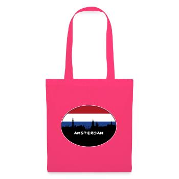 Amsterdam Niederlande Flagge Skyline Silhouette Trav - Stoffbeutel - Azalea - Vorne