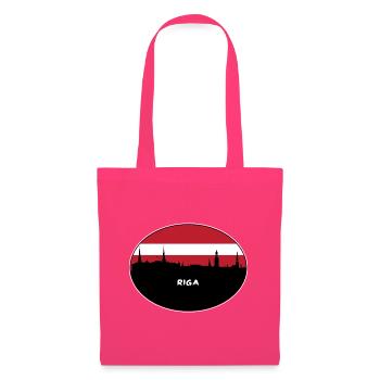 Riga Lettland Flagge Skyline Silhouette Reisen - Stoffbeutel - Azalea - Vorne
