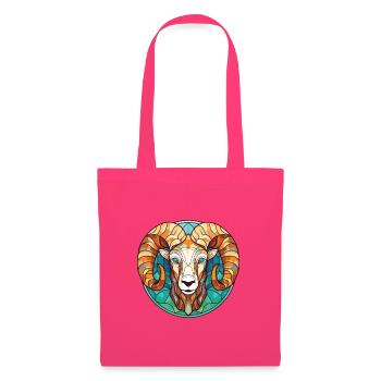 Widder, farbenfrohe Aquarell-Tierhaustier-Illustration - Stoffbeutel - Azalea - Vorne