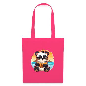 Panda Niedliche Lustige Karikatur Kawaii Buch Strand - Stoffbeutel - Azalea - Vorne