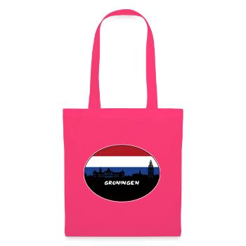 Groningen Niederlande Flagge Skyline Silhouette Trav - Stoffbeutel - Azalea - Vorne