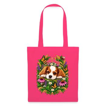 Kuschelhund im Blumenkranz - Stoffbeutel - Azalea - Vorne