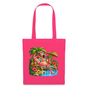 Flamingo im Tropenparadies – Sommer Relax - Stoffbeutel - Azalea - Vorne