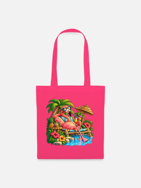 Flamingo im Tropenparadies – Sommer Relax - Stoffbeutel - Azalea
