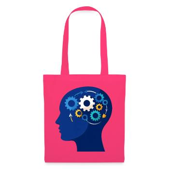 Kopf Zahnräder Wissen Intelligenz Blau T-Shirt - Stoffbeutel - Azalea - Vorne