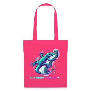 Cyber Gekko – Neon Circuit Echse - Stoffbeutel - Azalea - Vorne