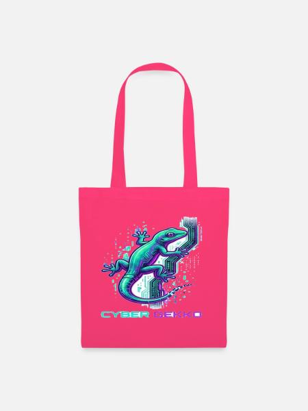 Cyber Gekko – Neon Circuit Echse - Stoffbeutel - Azalea