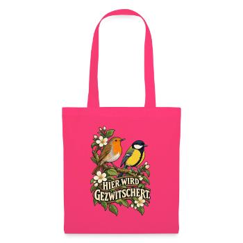 Rotkehlchen Kohlmeise Zwei Vögel am Blütenzweig - Stoffbeutel - Azalea - Vorne