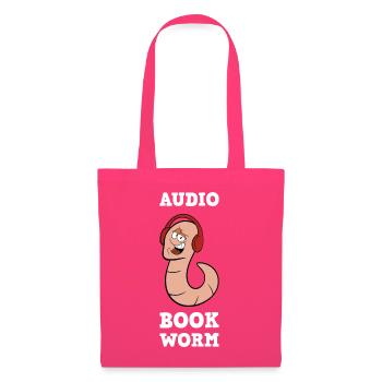 Audiobook Worm Hörbuch Bücherwurm mit Kopfhörern - Stoffbeutel - Azalea - Vorne