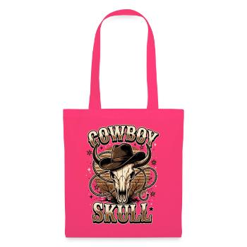 Cowboy Skull – Vintage Western mit Cowboyhut - Stoffbeutel - Azalea - Vorne