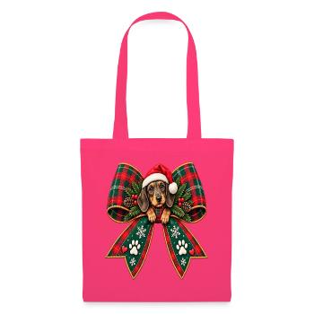 Weihnachtshund im Schleifenband - Stoffbeutel - Azalea - Vorne