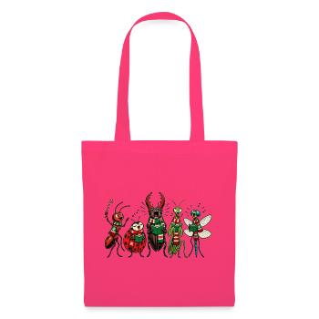 Christmas Bugs – Lustige, festliche Comic-Insektentruppe - Stoffbeutel - Azalea - Vorne