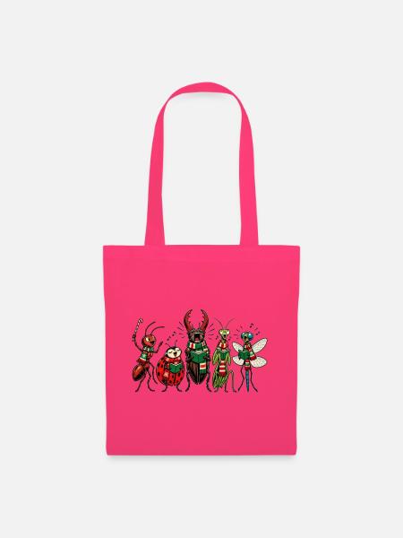 Christmas Bugs – Lustige, festliche Comic-Insektentruppe - Stoffbeutel - Azalea