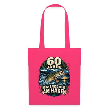 60 Jahre Angler – Noch lange nicht am Haken - Stoffbeutel - Azalea - Vorne