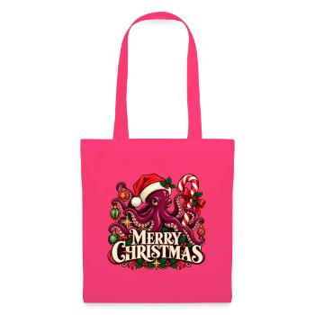 Merry Christmas Krake Oktopus Weihnachtsshirt - Stoffbeutel - Azalea - Vorne