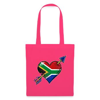 Südafrika Flagge Herz mit Pfeil used look - Stoffbeutel - Azalea - Vorne