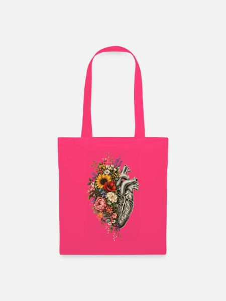 Blütenherz: Florales Anatomie-Design - Stoffbeutel - Azalea