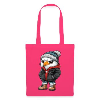 Adler mit Winterjacke und Mütze - Stoffbeutel - Azalea - Vorne