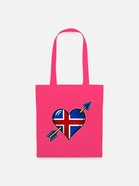 Island Flagge Herz mit Pfeil - Stoffbeutel - Azalea