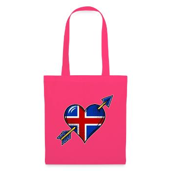 Island Flagge Herz mit Pfeil - Stoffbeutel - Azalea - Vorne