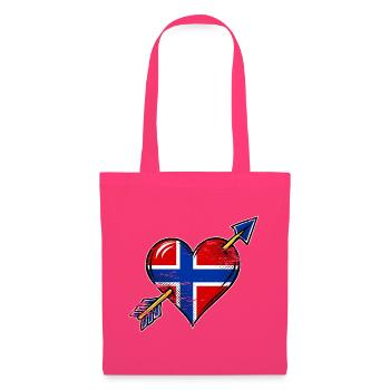 Norwegen Flagge Herz mit Pfeil used look - Stoffbeutel - Azalea - Vorne