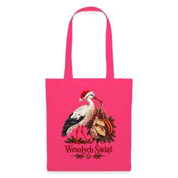 Wesołych Świąt Polnischer Weihnachtsstorch und Pierogi - Stoffbeutel - Azalea - Vorne