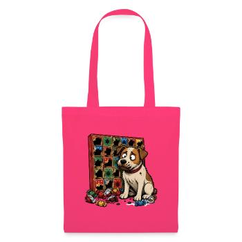 Hund Adventskalender Schokolade Comic T-Shirt - Stoffbeutel - Azalea - Vorne