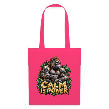 Calm is Power Gorilla Low Poly Stärke Ruhe Shirt - Stoffbeutel - Azalea - Vorne