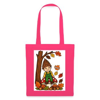 EG Herbst Männlein Kind Wald Wichtel Geschenk - Stoffbeutel - Azalea - Vorne