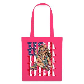  Stylisches USA-Retro-Girl auf Rollschuhen mit - Stoffbeutel - Azalea - Vorne