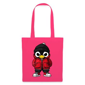 Pinguin mit roter Winterjacke und Mütze - Stoffbeutel - Azalea - Vorne