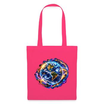 Planet Erde – Kosmische Neon Weltraum Kunst - Stoffbeutel - Azalea - Vorne