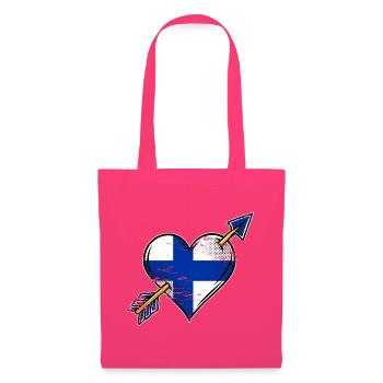 Finnische Herzflagge mit Pfeilen used look - Stoffbeutel - Azalea - Vorne