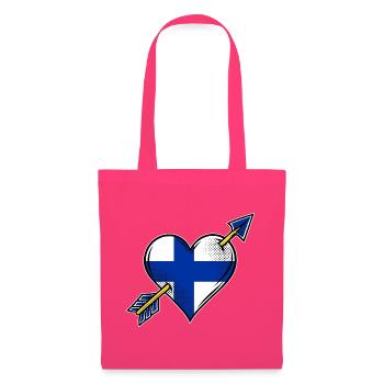 Finnland Flagge Herz mit Pfeil - Stoffbeutel - Azalea - Vorne