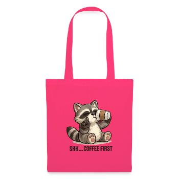 Waschbär mit Kaffee für Morgenmuffel - Stoffbeutel - Azalea - Vorne
