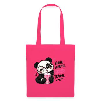 Panda mit Brille Kleine Schritte Große Träume - Stoffbeutel - Azalea - Vorne