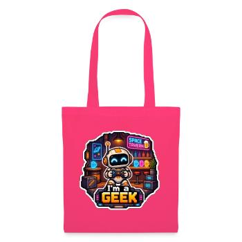 ICH BIN EIN NERD – Neon Space Robot Bar - Stoffbeutel - Azalea - Vorne