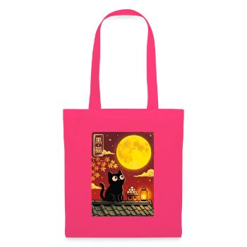 Schwarze Katze unter Vollmond - Stoffbeutel - Azalea - Vorne