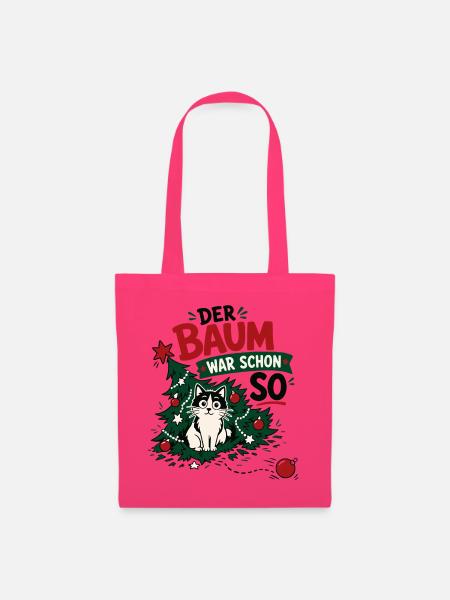 Lustige Katze im Weihnachtsbaum - Stoffbeutel - Azalea