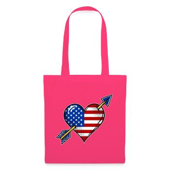 USA Flagge Herz mit Pfeil - Stoffbeutel - Azalea - Vorne
