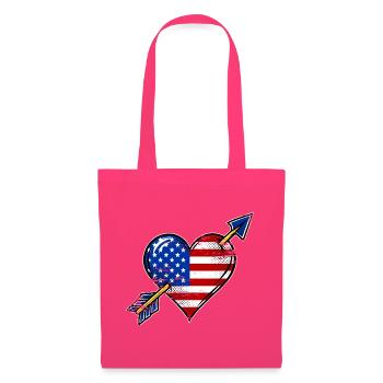 USA Flagge Herz mit Pfeil used look - Stoffbeutel - Azalea - Vorne