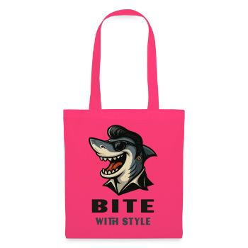 Cooler Hai im Rockabillylook mit Bite with Style - Stoffbeutel - Azalea - Vorne