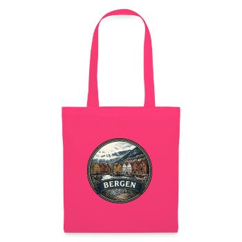 Bergen Norwegen Reiseabzeichen Bryggen Wharf Souvenir - Stoffbeutel - Azalea - Vorne