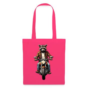 Waschbär auf Oldtimer-Motorrad, Gravur – ohne Text - Stoffbeutel - Azalea - Vorne